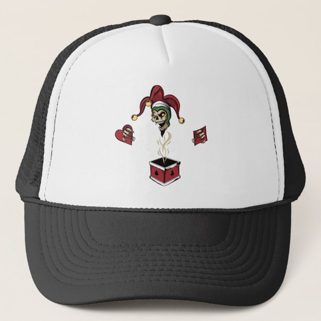 Zombie Joker Skull Trucker Hat (Front)