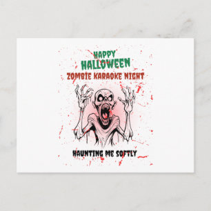 Zombie Karaoke Night – Funny Halloween Party Holiday Postcard