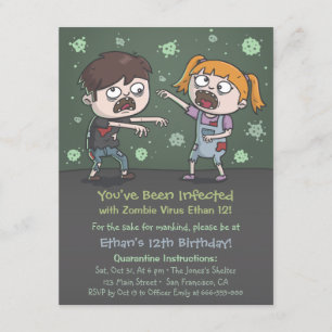 Zombie Kids Halloween Birthday Party Invitations