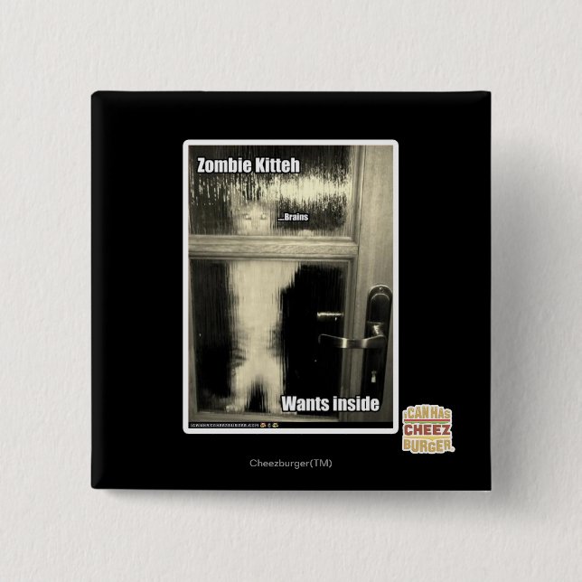Zombie Kitteh 15 Cm Square Badge (Front)
