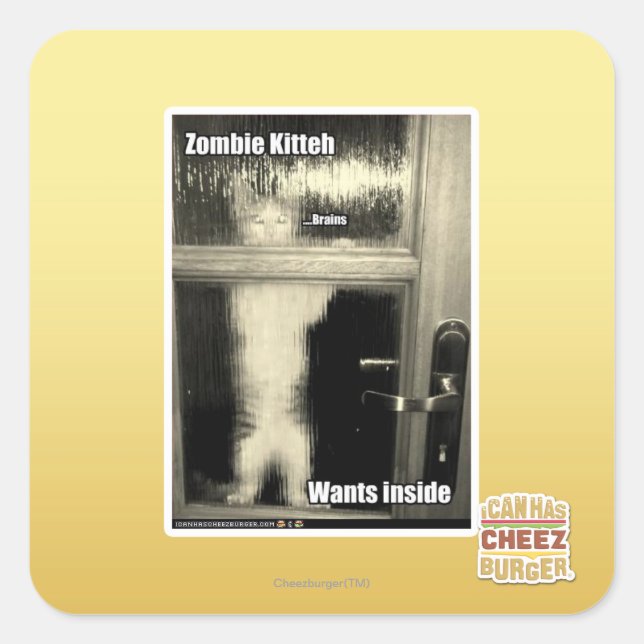 Zombie Kitteh Square Sticker (Front)