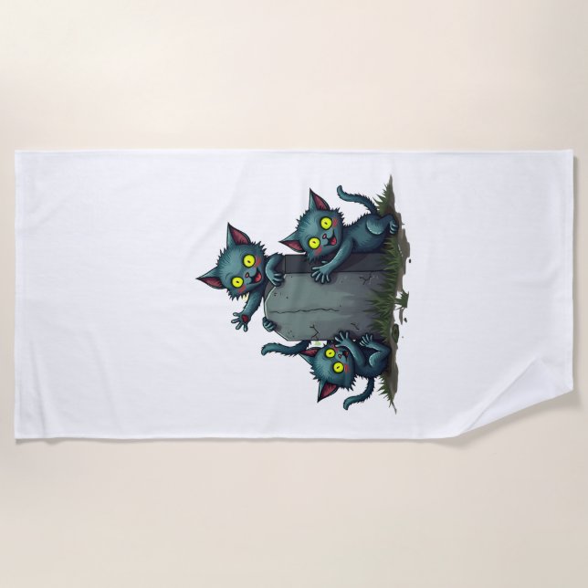 Zombie Kitten Uprising Beach Towel (Front)