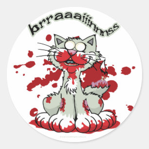Zombie Kitty Brains!! Classic Round Sticker