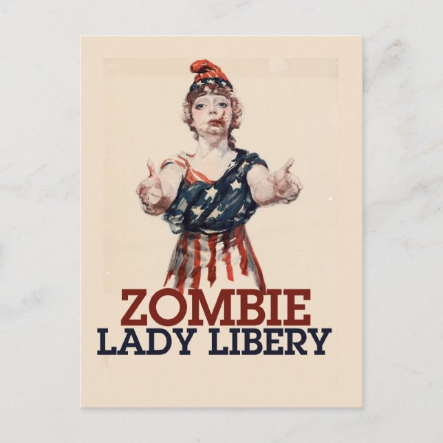 Zombie Lady Liberty Postcard (Front)
