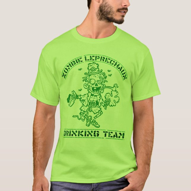Zombie Leprechaun Drinking Team T-Shirt (Front)