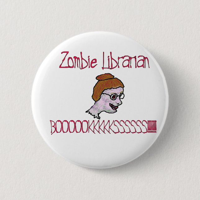 Zombie Librarian 6 Cm Round Badge (Front)