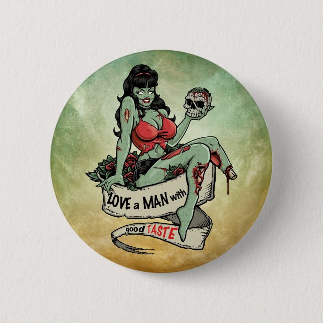 Zombie Love 6 Cm Round Badge (Front)