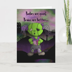 Zombie Love Bodies Brains and hearts Valentine Holiday Card