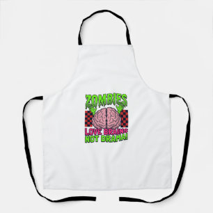 Zombie Love Brains Not Drama Vintage Horror Design Apron