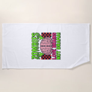 Zombie Love Brains Not Drama Vintage Horror Design Beach Towel