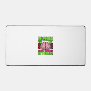 Zombie Love Brains Not Drama Vintage Horror Design Desk Mat