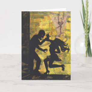 Zombie Love dark silhouette art Greeting Card