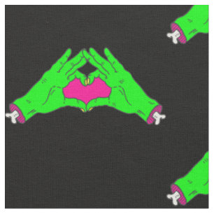 zombie love heart hands halloween valentine fabric