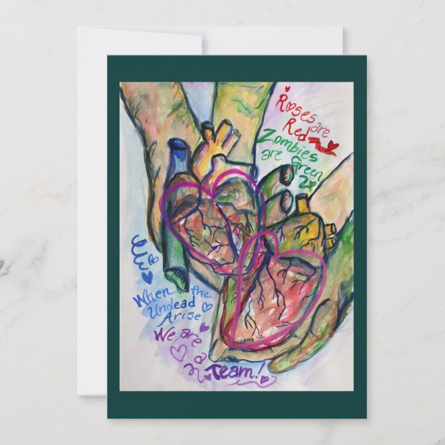 Zombie Love Poem Art  Painting Invitations (Front)