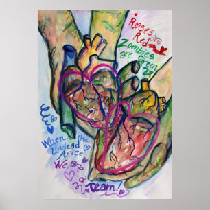 Zombie Love Poem Art Painting Poster Prints