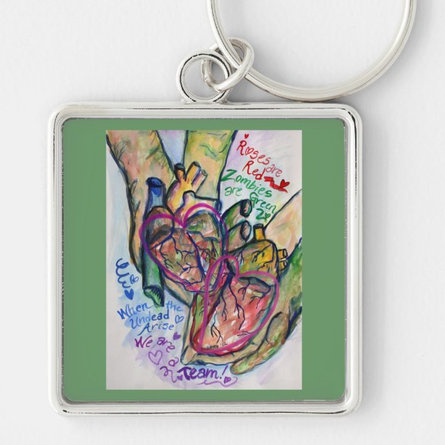 Zombie Love Poem Charm Keychain Pendants (Front)