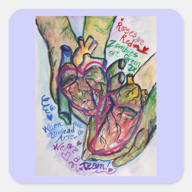 Zombie Love Poem Custom Label Stickers (Front)