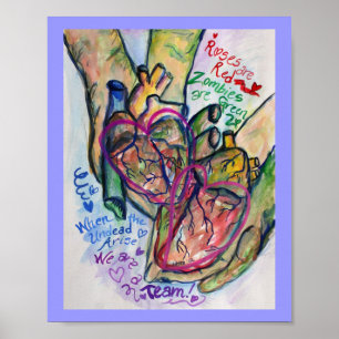 Zombie Love Poem Painting Art Print Posters