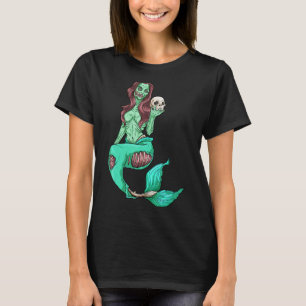 Zombie Mermaid Costume Halloween Scary Skeleton Fa T-Shirt