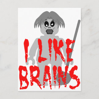Zombie Minifig 'I Like Brains' Postcard
