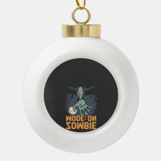 Zombie Mode On Scary Halloween T shirt Ceramic Ball Christmas Ornament