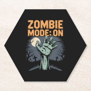 Zombie Mode On Scary Halloween T shirt Paper Coaster