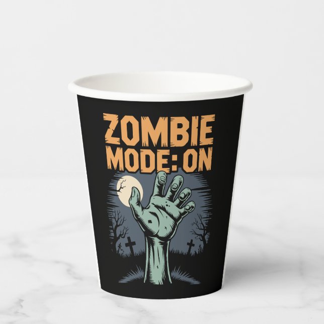 Zombie Mode On Scary Halloween T shirt Paper Cups (Front)