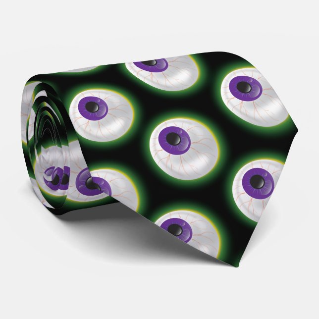 Zombie Monster Purple Eyeball Eye Halloween Fun Tie (Rolled)