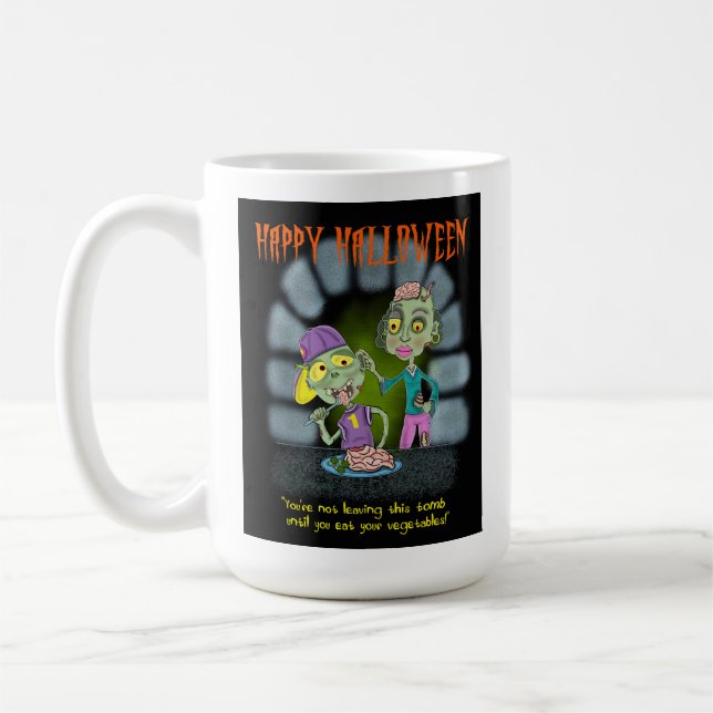 Zombie Mother and Son Halloween Card Coffee Mug (Left)