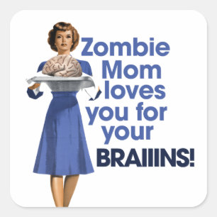 Zombie Mum Square Sticker