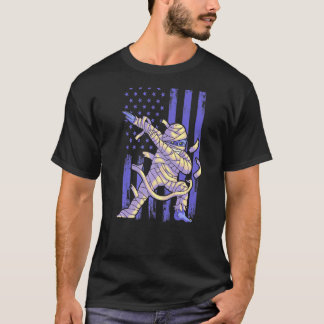 Zombie Mummy Dab Dabbing Dance American Flag Hallo T-Shirt