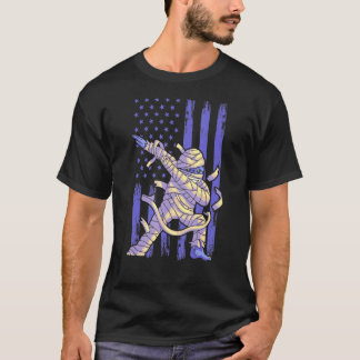 Zombie Mummy Dab Dabbing Dance American Flag Hallo T-Shirt