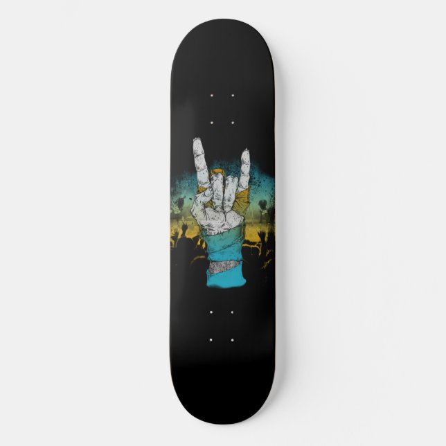 Zombie Music Rock Concert Sign of Horns Skateboard (Front)