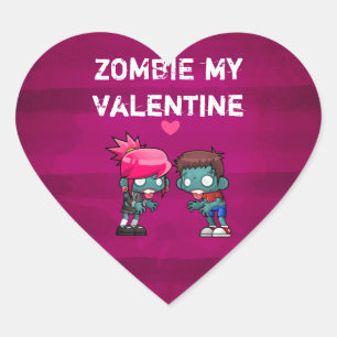 Zombie My Valentine Creepy Cute Heart Sticker