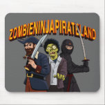 Zombie Ninja Pirate Land Mouse Mat<br><div class="desc">Zombie Ninja Pirate Land,  where zombies,  ninjas and pirates team together to fight the evil meme robots. It's not a comic,  but it should be.</div>