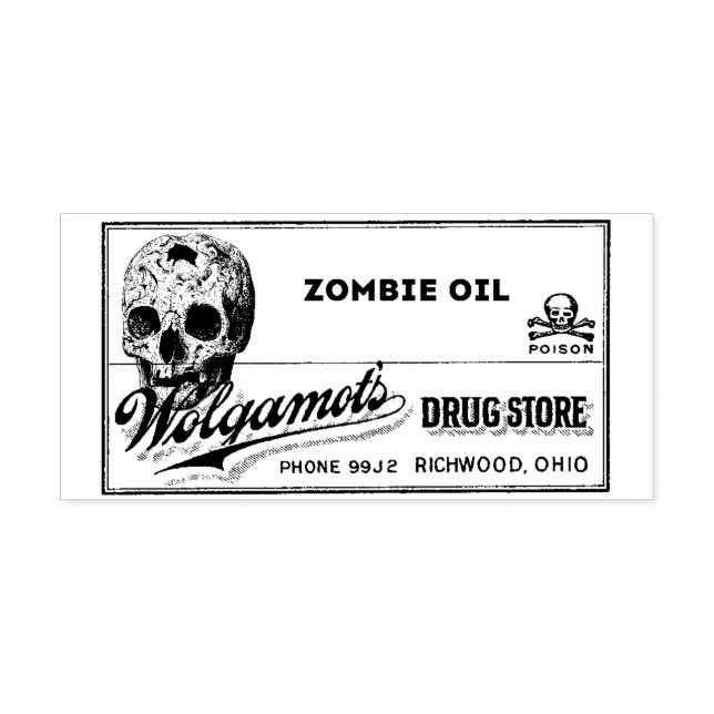 ZoMBiE OiL - Vintage Apothecary Label  Rubber Stamp (Imprint)