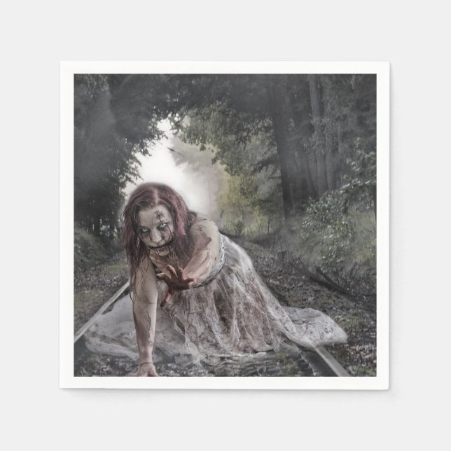 Zombie on the Tracks Napkin (Front)