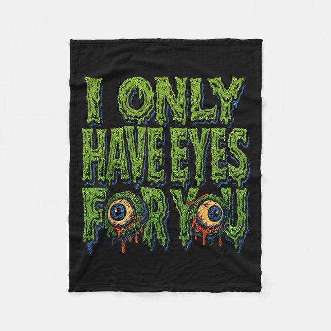 Zombie “only Eyes For You” Horror Valentine Creepy Fleece Blanket (Front)