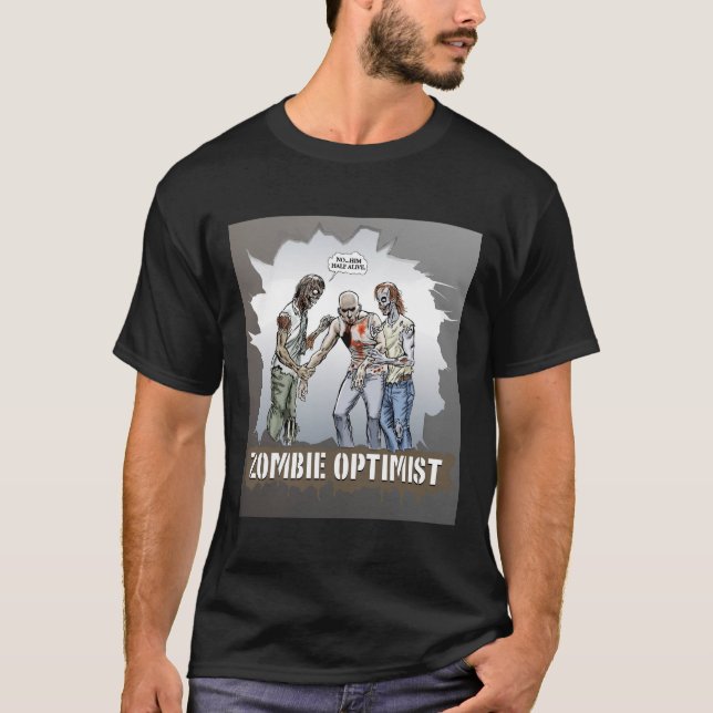 Zombie Optimist - Black T-Shirt (Front)