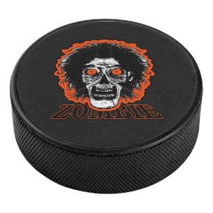 Zombie -Orange Eyes Hair  Hockey Puck