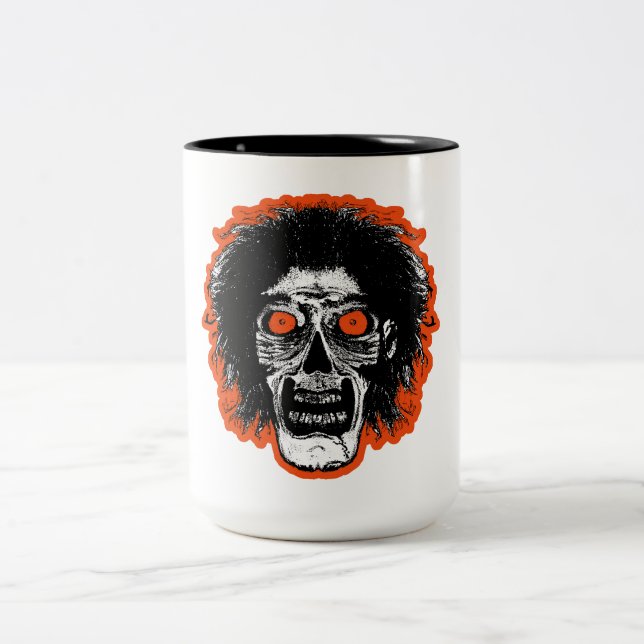 ZOMBIE - Orange Eyes Hair Two-Tone Coffee Mug (Center)
