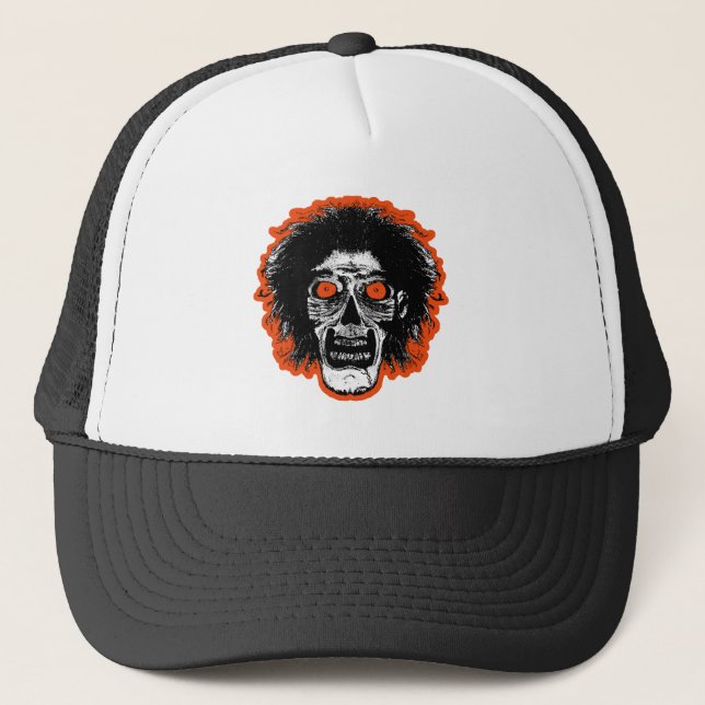 ZOMBIE Orange Eyes Trucker Hat (Front)