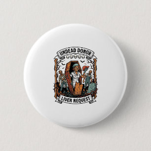 Zombie Organ Donor Vintage Engraving White Shirt D 6 Cm Round Badge