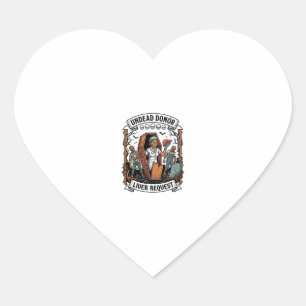 Zombie Organ Donor Vintage Engraving White Shirt D Heart Sticker