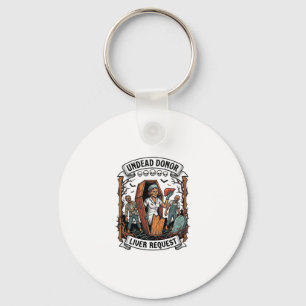 Zombie Organ Donor Vintage Engraving White Shirt D Key Ring
