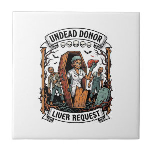 Zombie Organ Donor Vintage Engraving White Shirt D Tile
