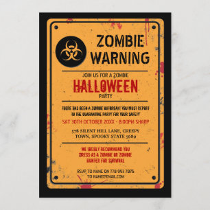 Zombie Outbreak Invite Halloween Warning Fun