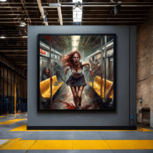 Zombie Outbreak On Train Canvas Print