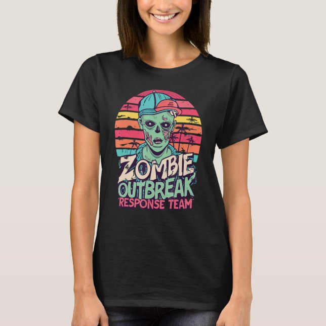 Zombie Outbreak Quick Response Team Funny Hallowee T-Shirt (Front)
