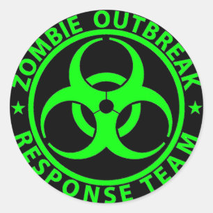 Zombie Outbreak Response Team Neon Green Classic Round Sticker